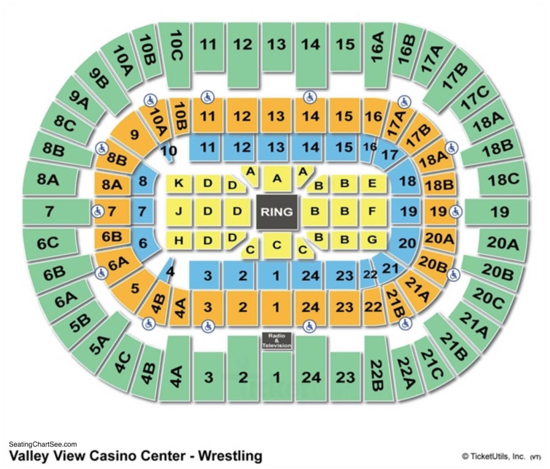 Valley View Casino Center Detailed Seating Chart